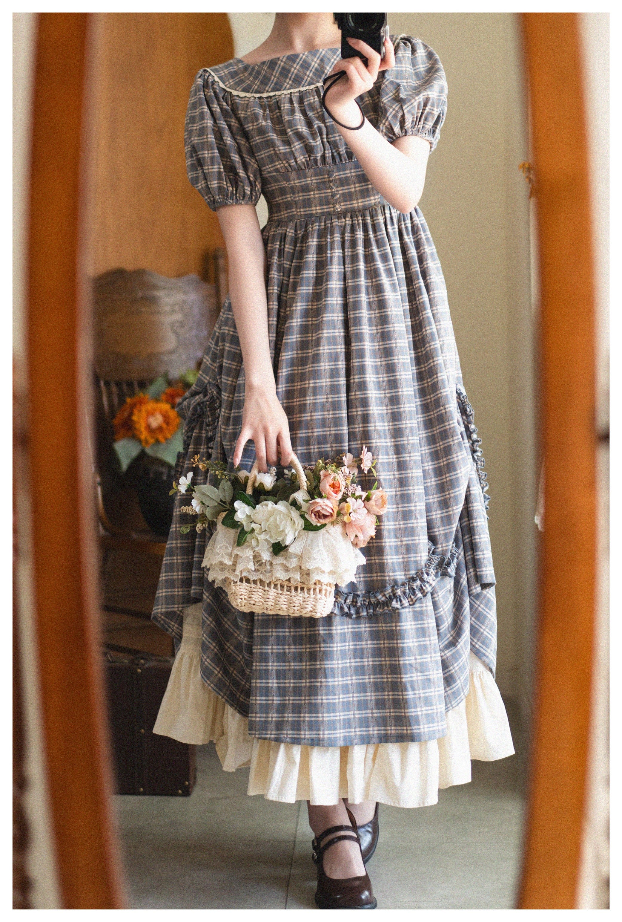 Forest Wardrobe~Forest Picnic~Classic Lolita OP Dress with Off-Shoulder and Lifting Hem 42756:752055