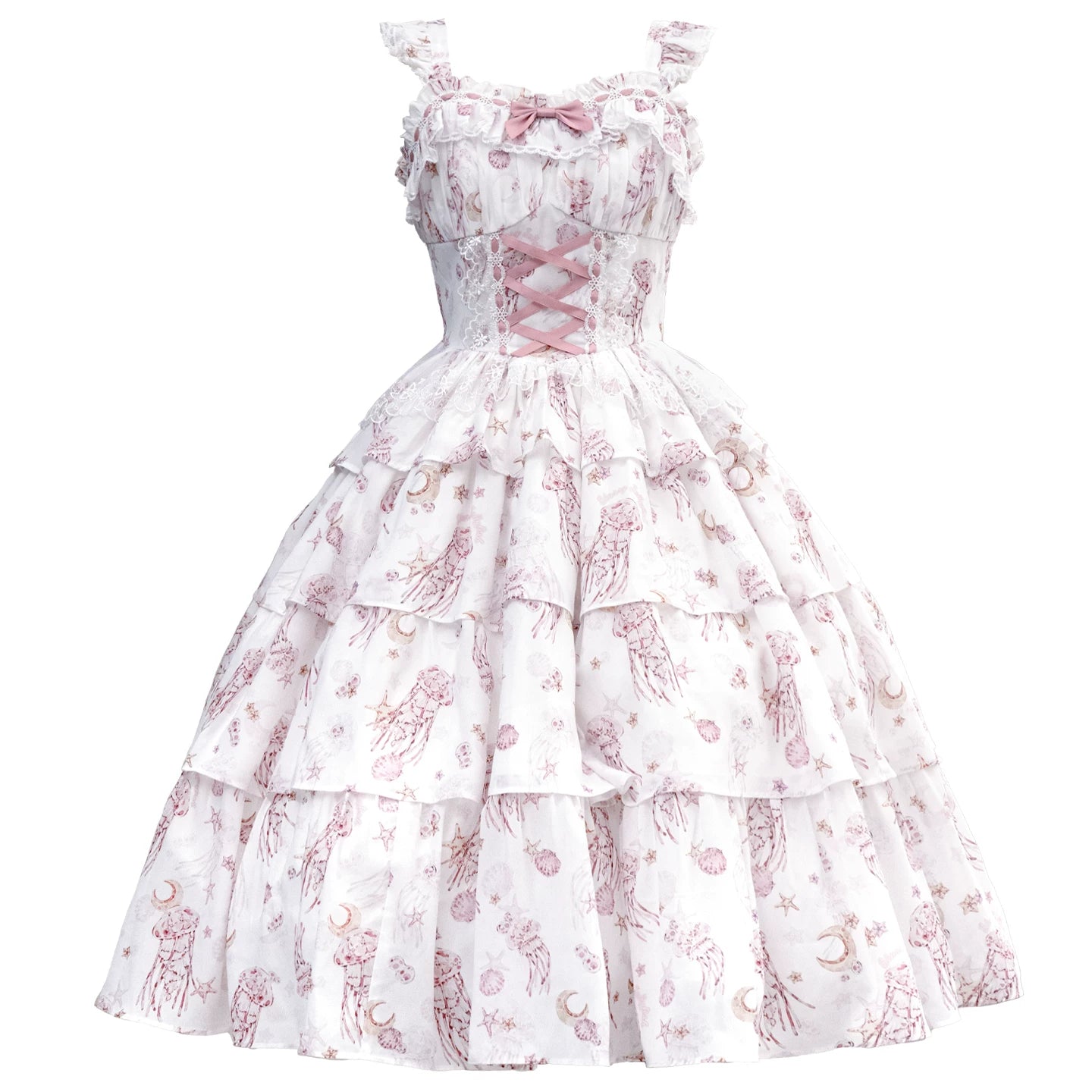 Starry Jellyfish - Printed Classic Lolita JSK Dress, Short Sleeve OP (L M S) 45153:836744