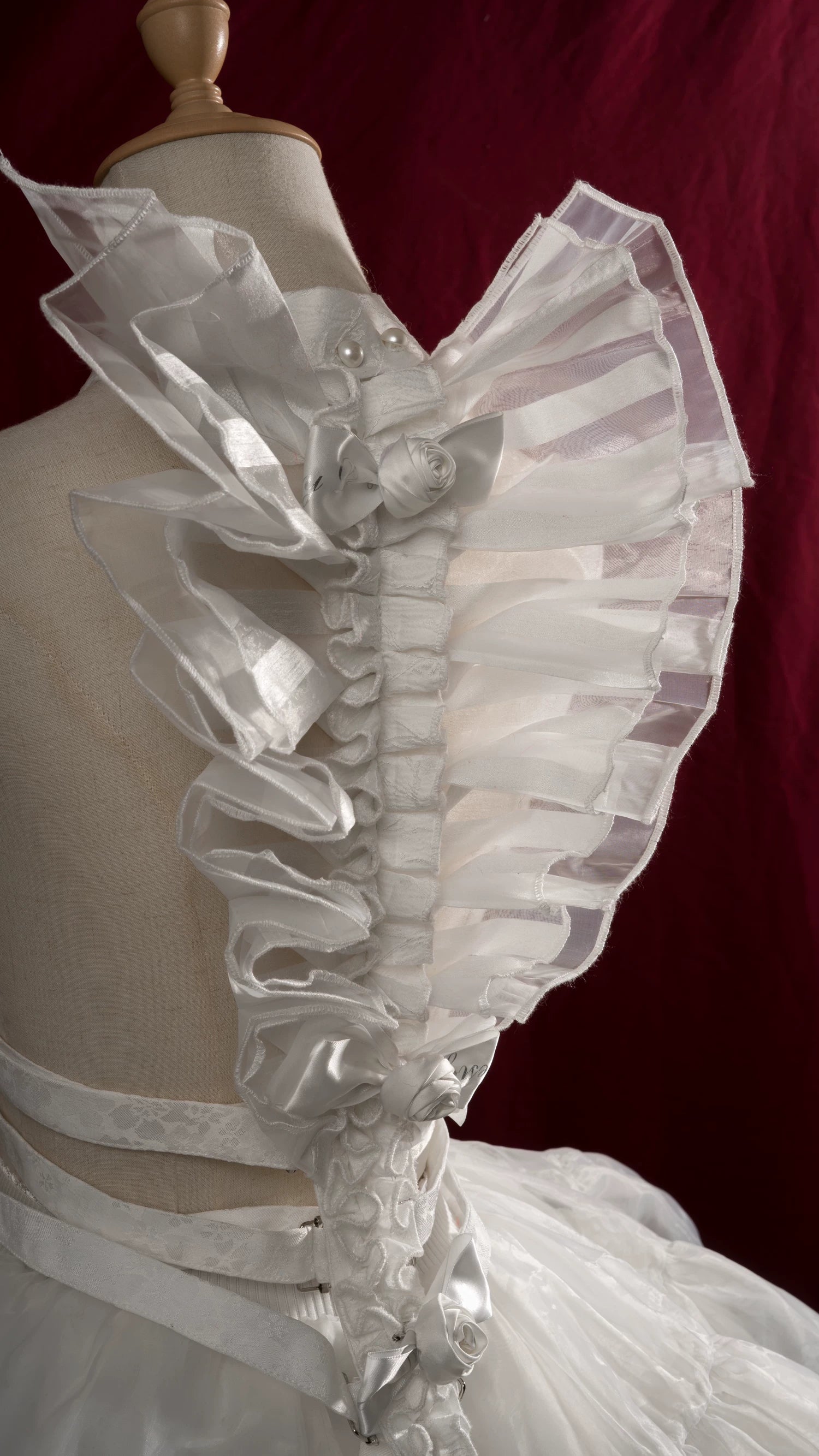 Jormungand - Snake Skeleton Inspired Back Accessory, Detachable Bows White XS