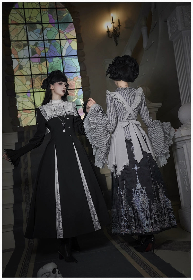 With PUJI - Letter and Poetry · Raven's Night Song - Oriental Aesthetics Gothic Lolita Dress Set 43907:788816