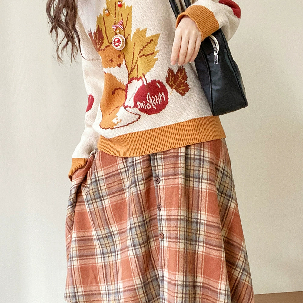Miss Point - Fat Fox in the Forest - Kawaii Lolita Sweater Customized Winter Lolita Couple Outfit 37102:550962