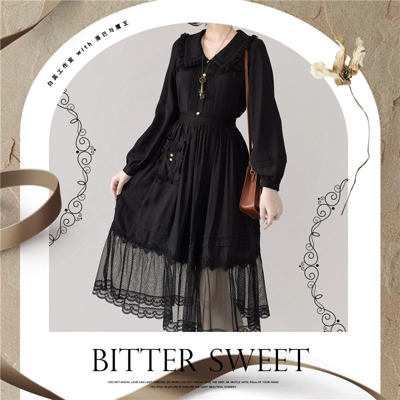 BitterSweet - Elegant Lolita Skirt Set V-neck Long Sleeve Shirt
