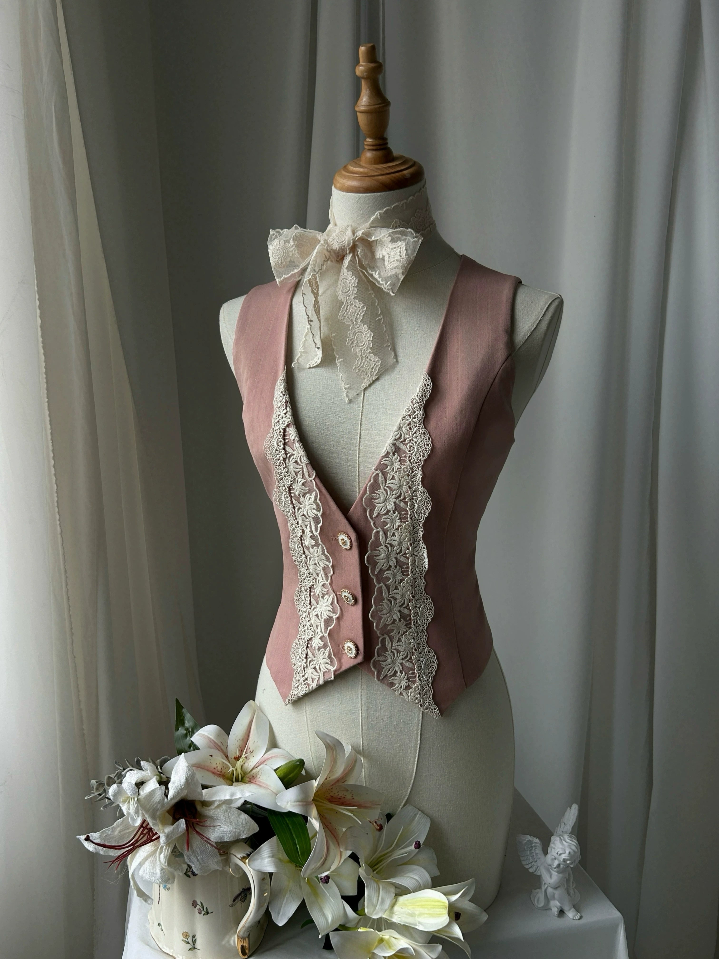 Embroidered Classic Lolita OP Dress, Lace Trim Shirt (L M S XL) 45209:840238