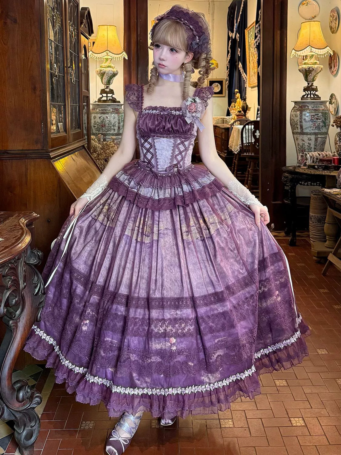 Hanguliang - Foggy Vineyard - Fishbone Classic Lolita Bodice, Maxi Skirt