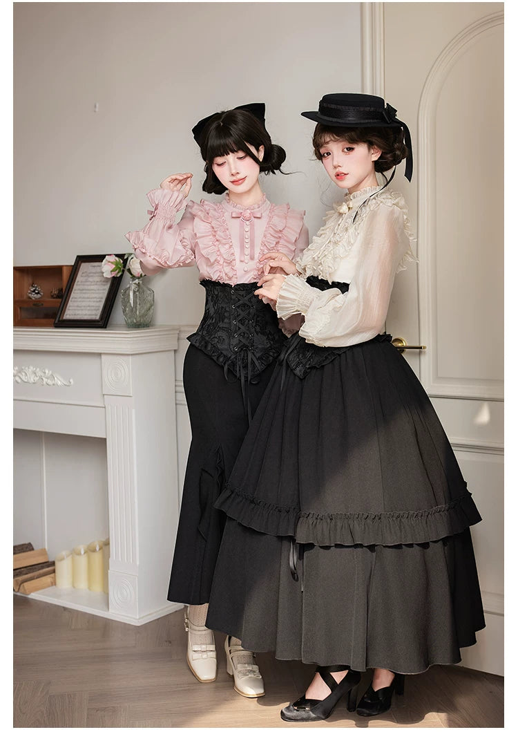 Blake - Boning Gothic Lolita Mermaid Skirt, Lifted-hem SK