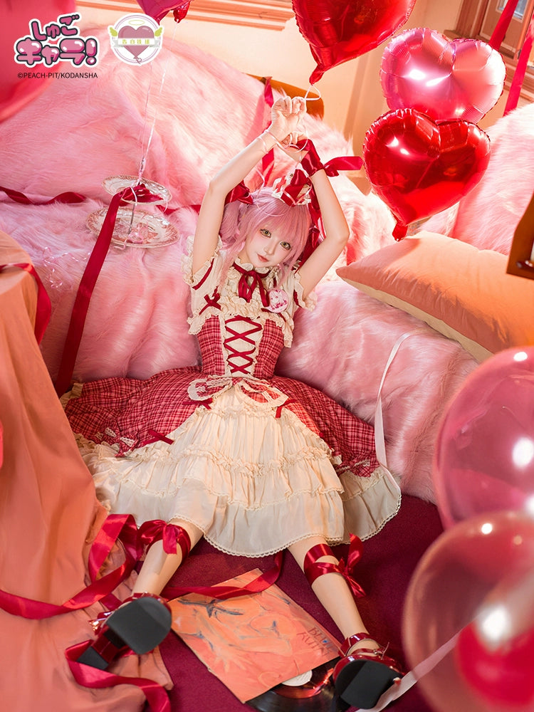 Confession Balloon - Red Plaid Cake Skirt - IP Collab Lolita Plaid JSK Dress 43996:792168