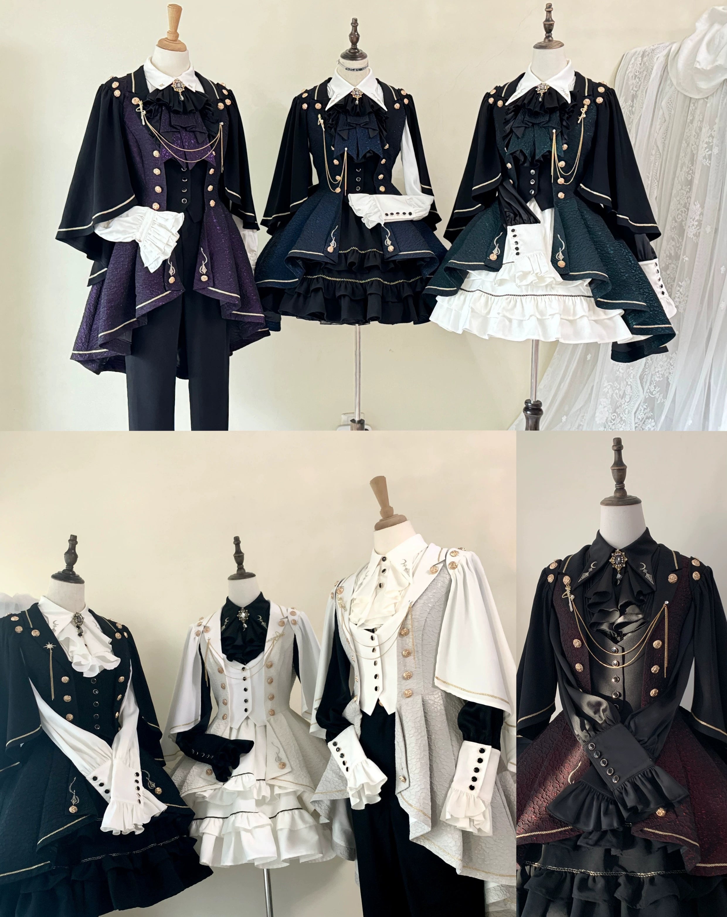 SilentMars~Fallen Moon Rule~Military Lolita Shirt Set Retro Knight Style Blouse 41196:687402
