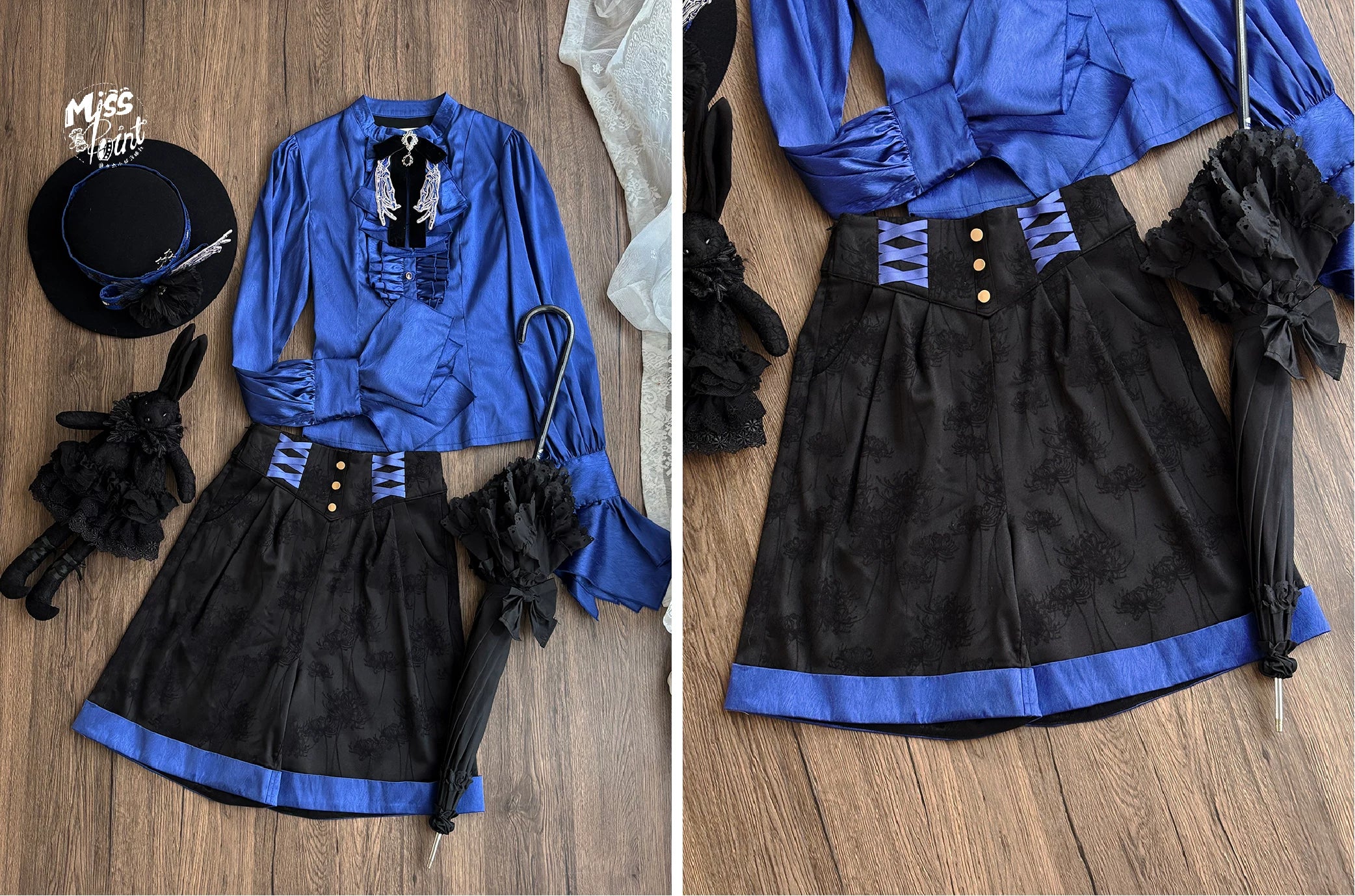Moonnight Return - Ouji Lolita Jacquard Pants & Shorts, Side Pockets (2XL L M S XL XS) 44596:814322