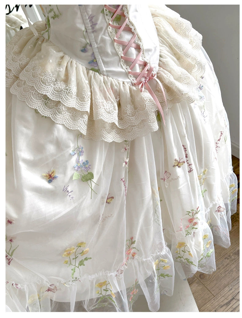 Diamond Honey~Spring Bouquet~Sweet Lolita JSK Dress Fairy-like Embroidered Mesh Dress 36996:572064