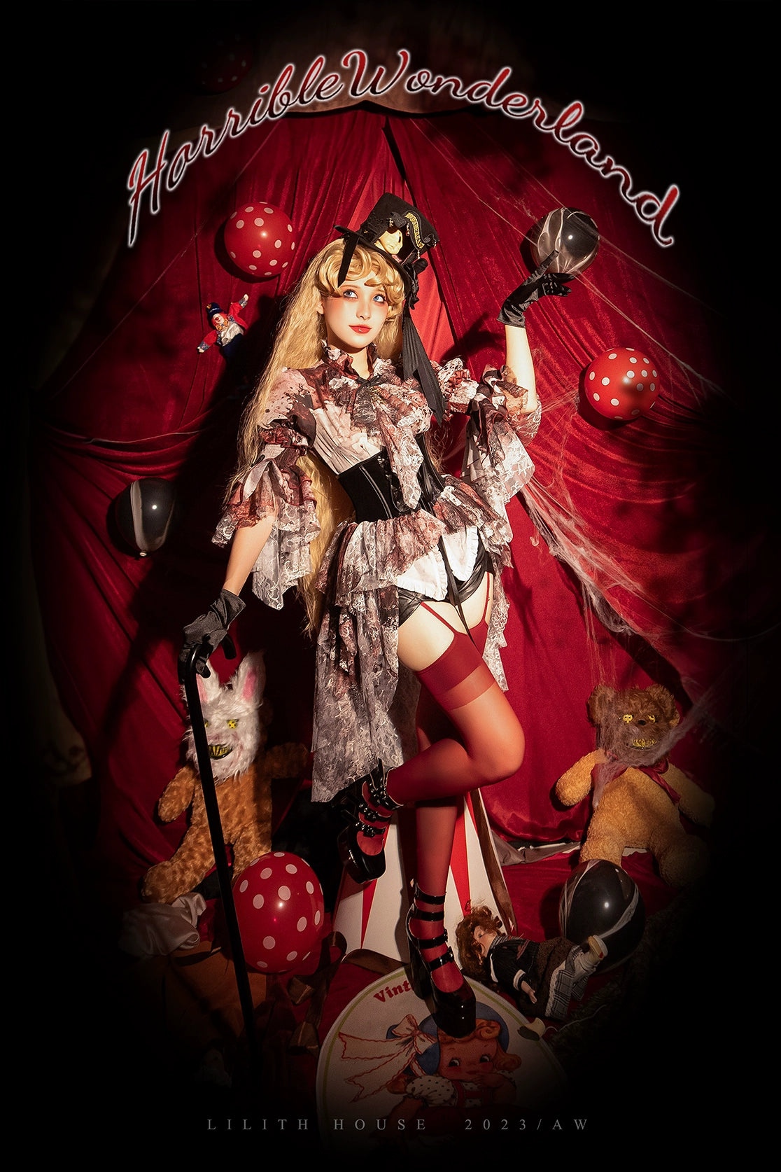 Lilith House - Horror Park - Gothic Lolita Irregular Hem Corset 31622:369736