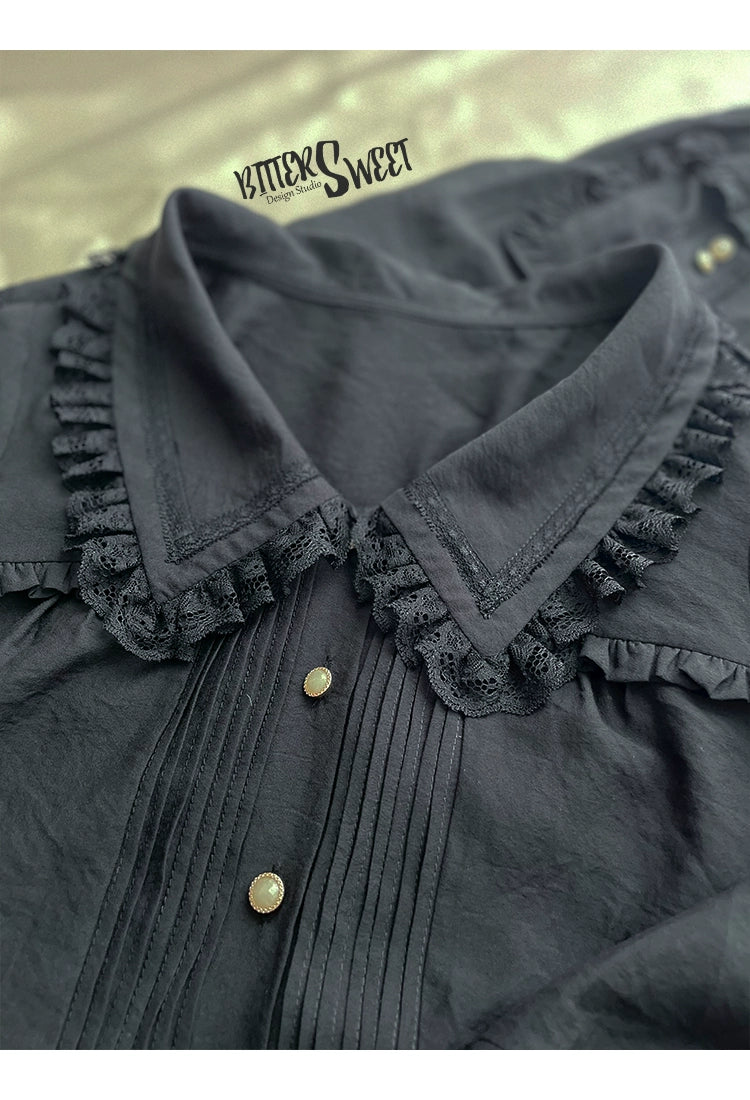 BitterSweet - Elegant Lolita Skirt Set V-neck Long Sleeve Shirt
