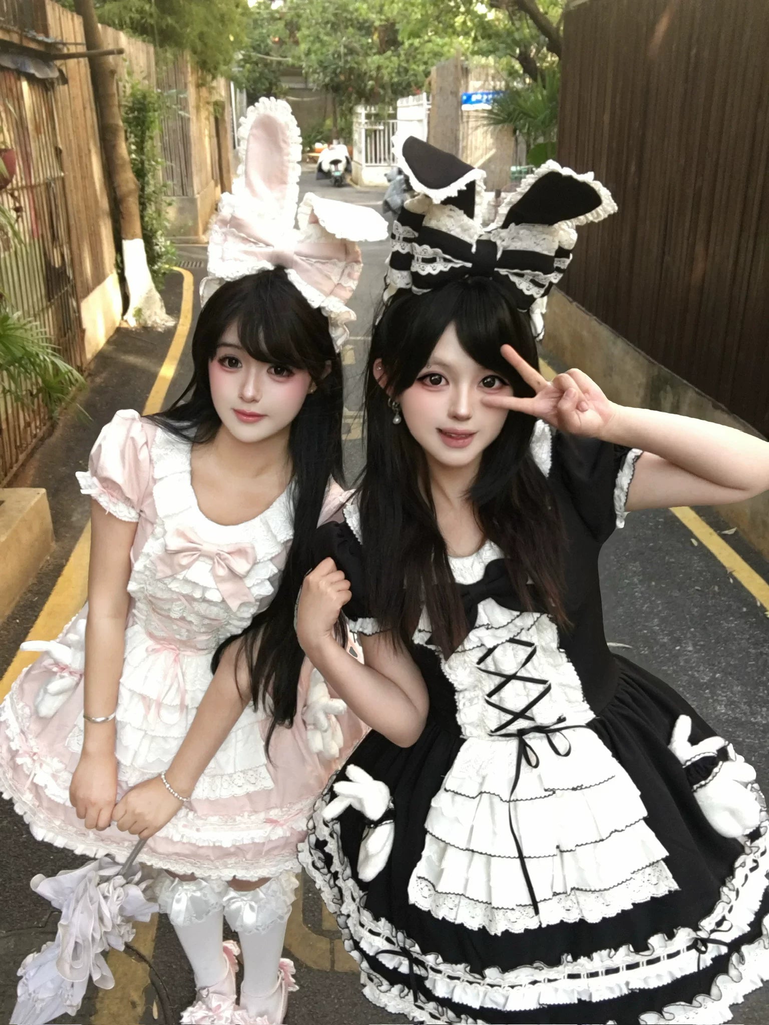 Coco Bunny - Cotton Old School Lolita OP Dress, Bunny Decoration 45380:845409