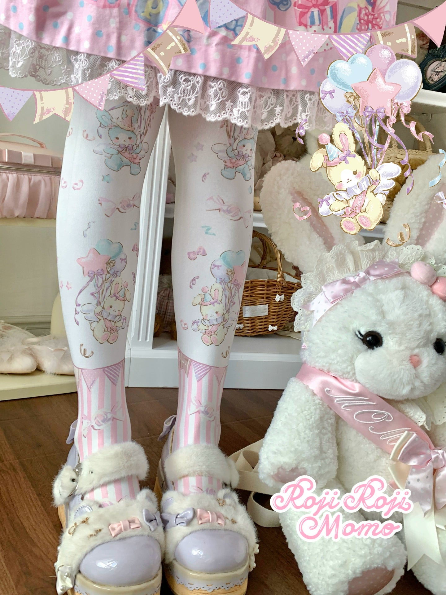 Roji Roji - Bunny Printed Sweet Lolita Pantyhose 44250:800419