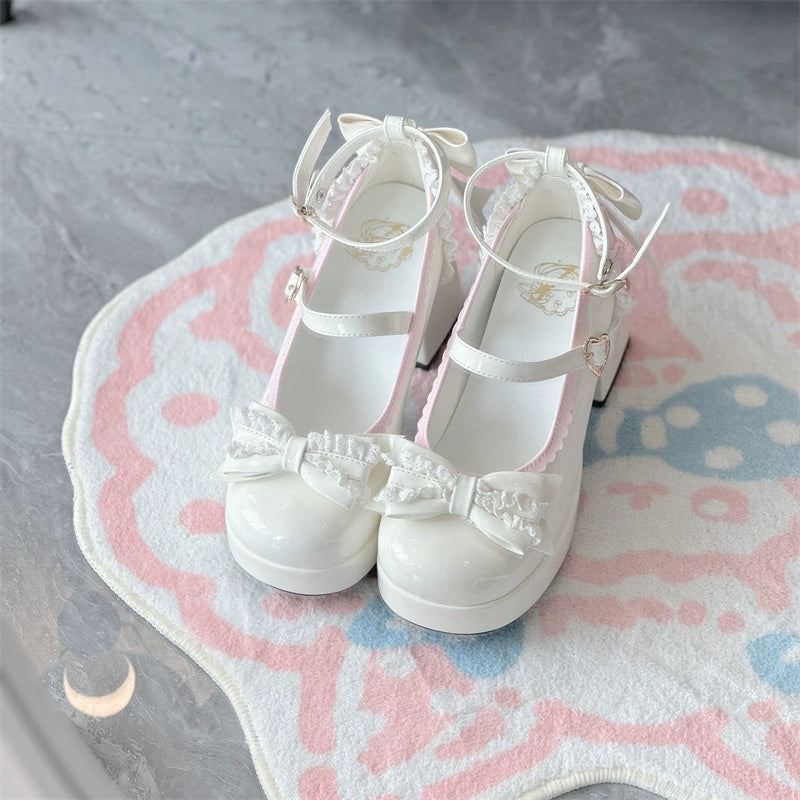 Jiangjiang Biscuit - Elegant Lolita High Heel Shoes Round Toe Low Cut 34 Beige