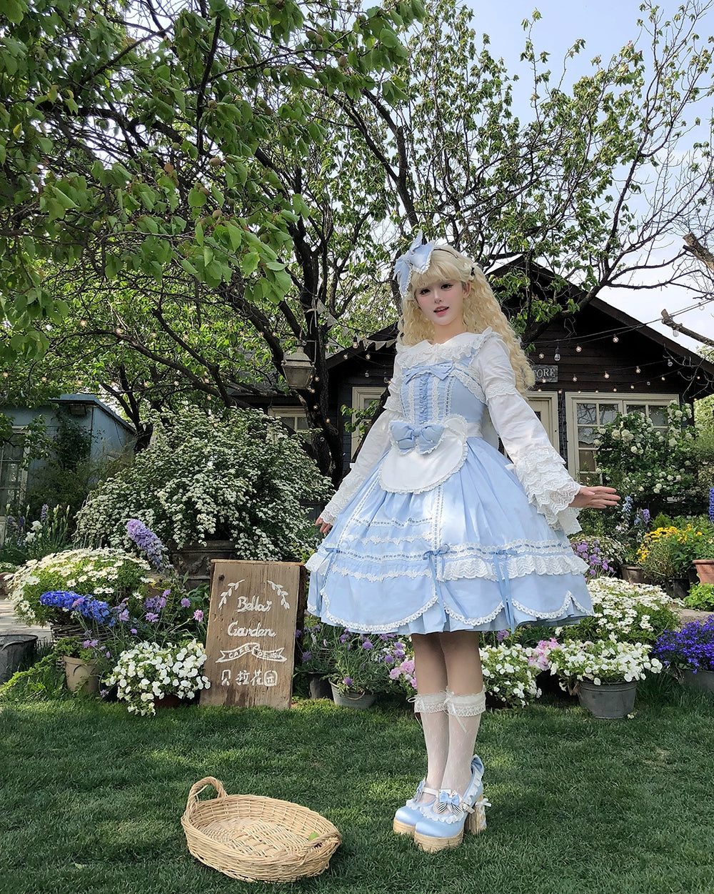 Vintage Petal Rabbit - Cotton Old School Lolita JSK Dress With Petal-Shaped Hem 43136:769607