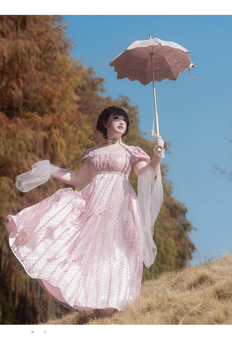 Hezi's Cat Haven~Mist Rose~Plus Size Lolita Empire Waist OP Dress 42268:734377