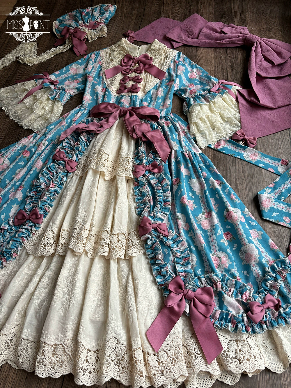 Miss Point~Lilyka Garden~Classic Lolita OP Dress Set Elegant Floral Wall Princess Sleeve 38832:606242