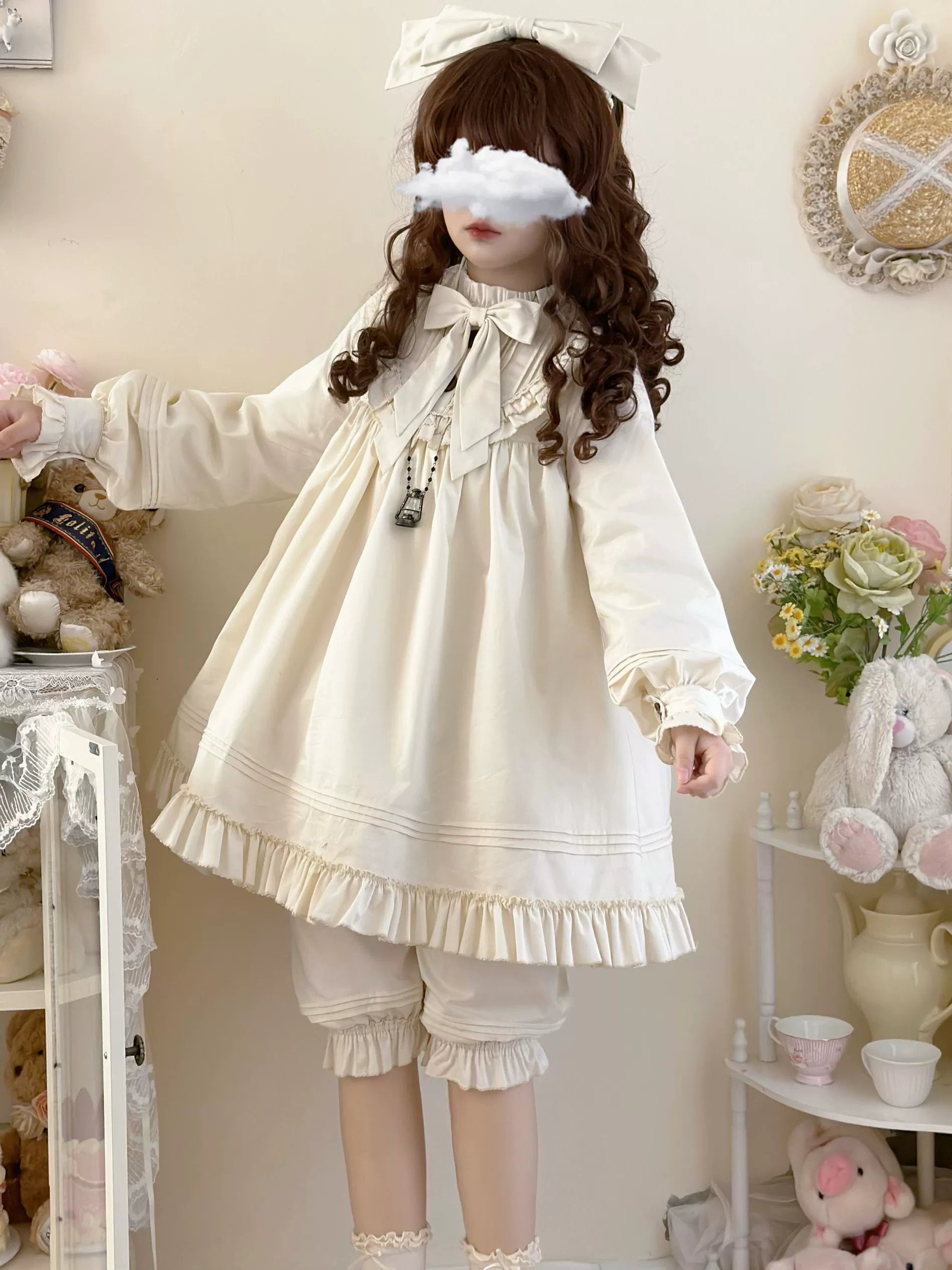 Uncle's Workshop - Lullaby - Cotton Lolita OP Dress Kawaii Lolita Bloomers 34608:463510