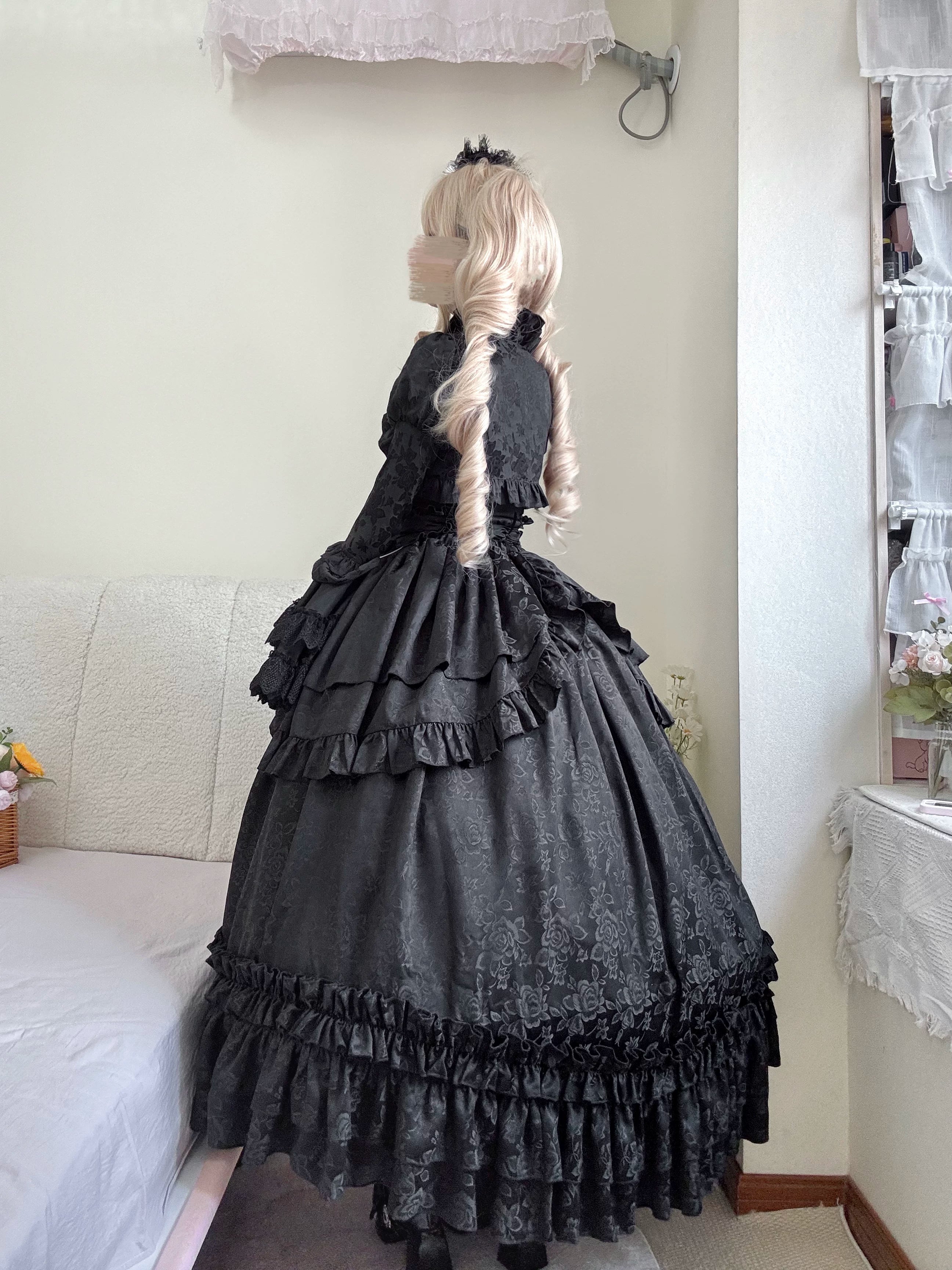Cross Nocturne - Gothic Lolita Corset Dress Set, High-low Hem & Cross 45438:847278