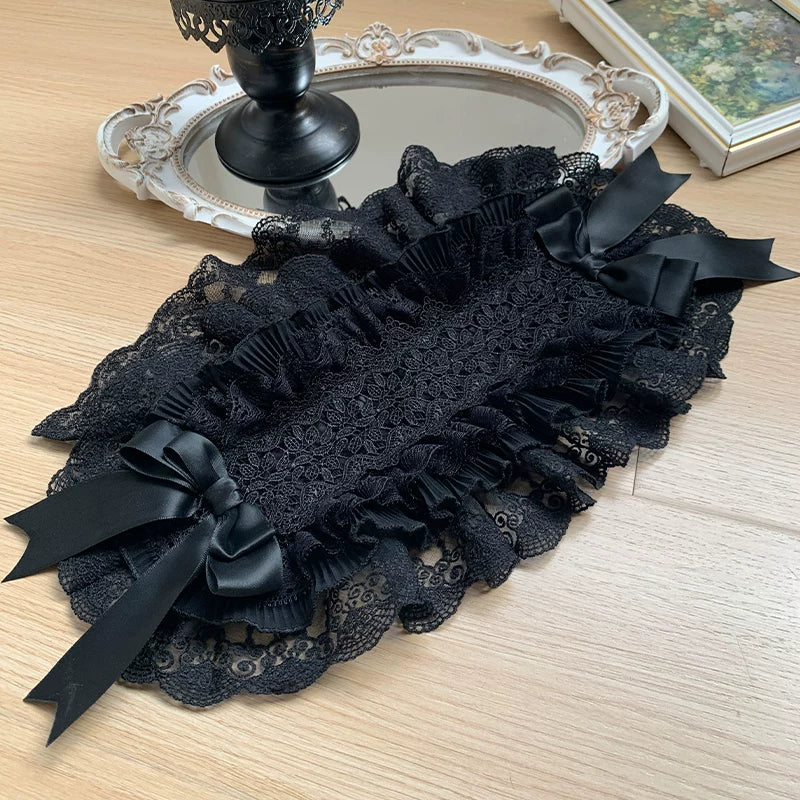 Dawn Bell & Dusk Song - Gothic Lolita Velvet OP Dress, Back Zipper Black Hairband (one size / choose M) S