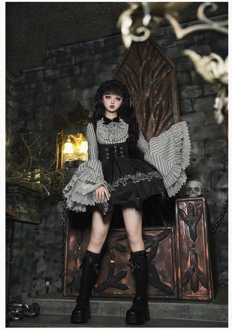 With PUJI - Letter and Poetry · Raven's Night Song - Oriental Aesthetics Gothic Lolita Dress Set 43907:788807