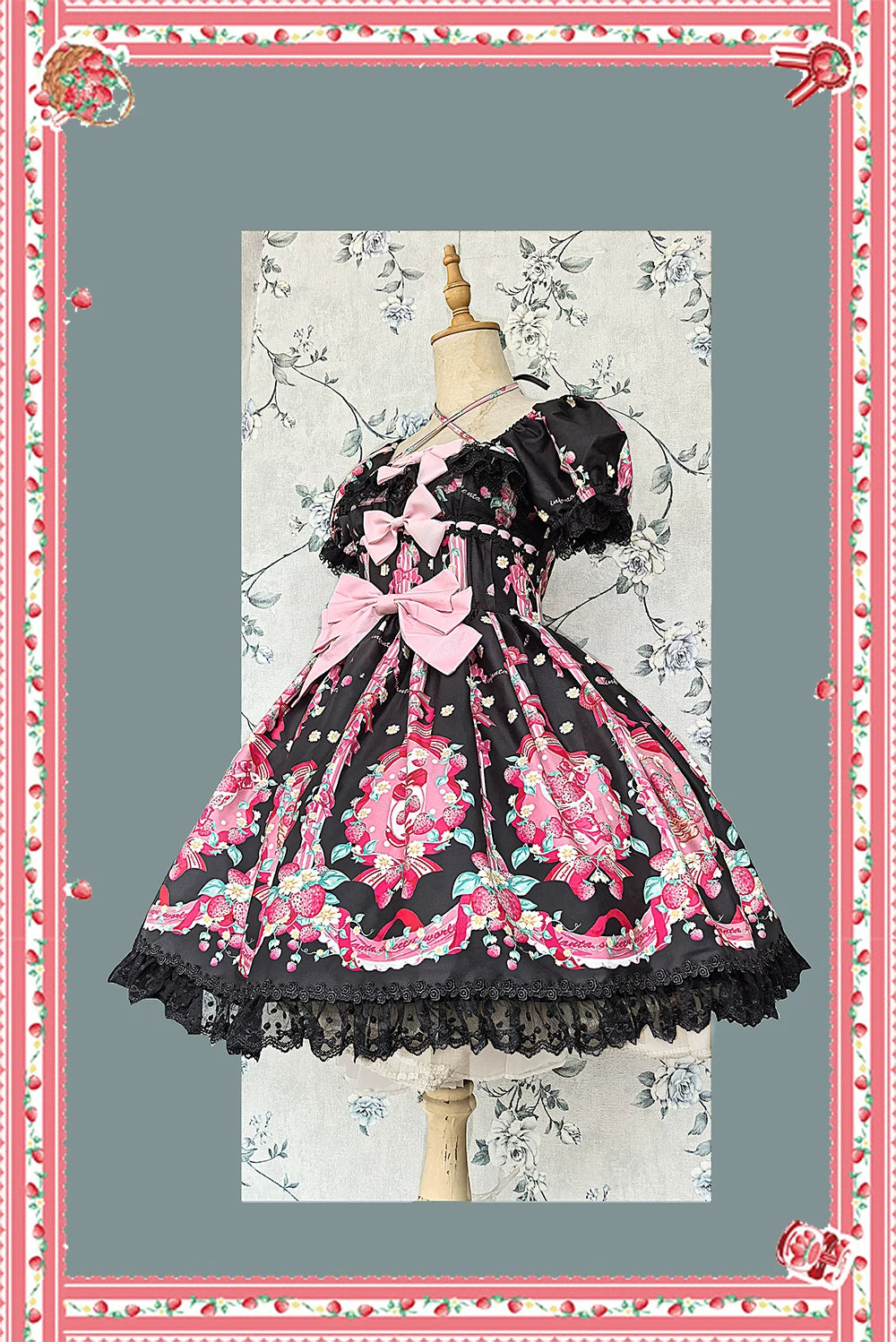 Strawberry Chef - Printed Old School Lolita Dress, Detachable Bows 44505:810376