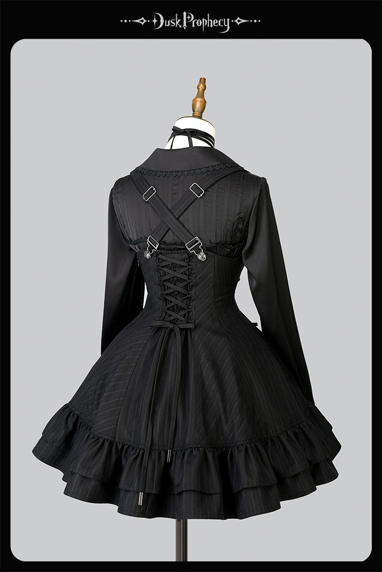 DuskProphecy - Heron - Classic Lolita Striped JSK Dress, Halter Neckline 44313:802853