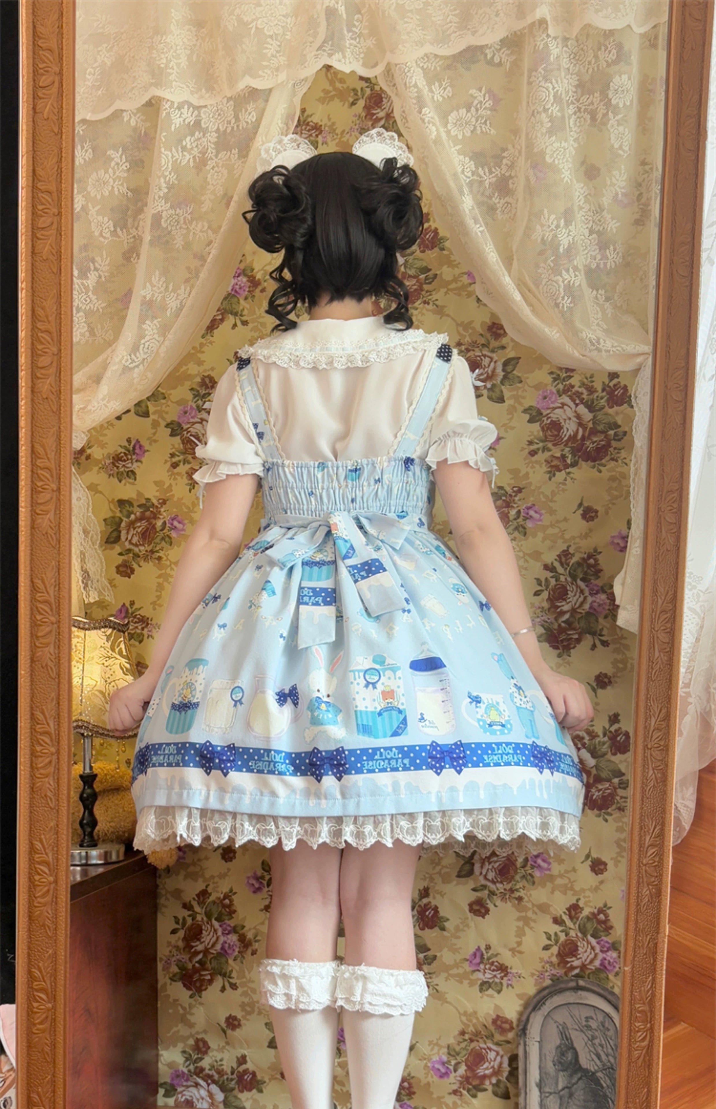 To Alice - Dear Dolls - Kawaii Lolita JSK Dress, Bear & Bunny Print 44016:791815