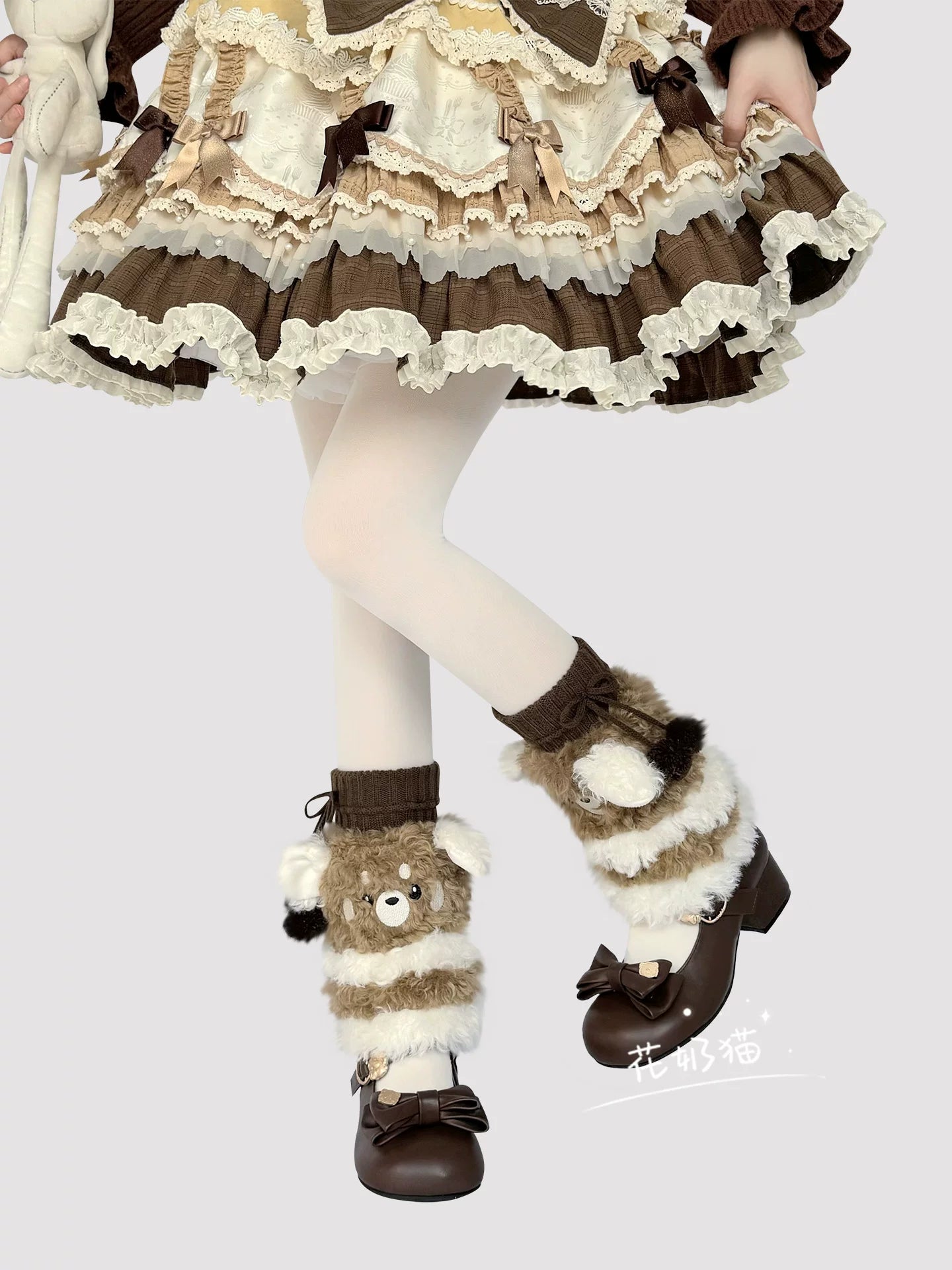 Plush Winter Kawaii Lolita Leg Warmers, Bear-shaped