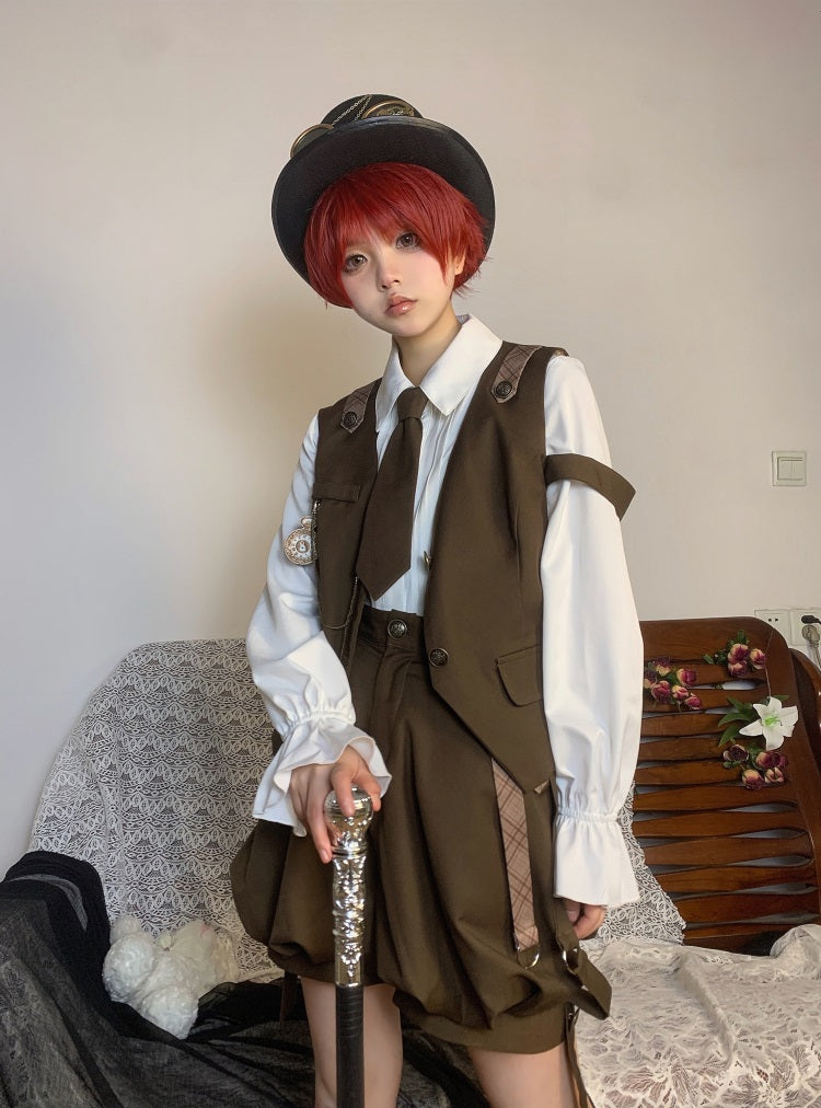 Letters from Unknown Star - Detective Rabbit Kiri - Spring Ouji Lolita Outfits Backpack Pants and Vest