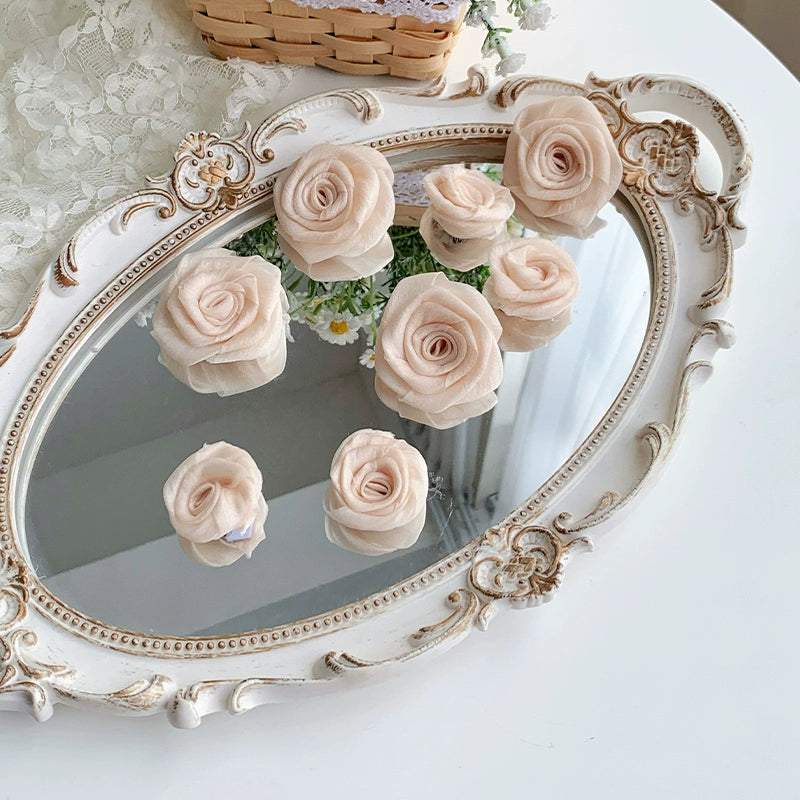 With PUJI - Flower Visage - Summer Lolita Sheer Cardigan with Rose Brooch Beige - Rose Brooch (set of 8/One Size Slect M) S