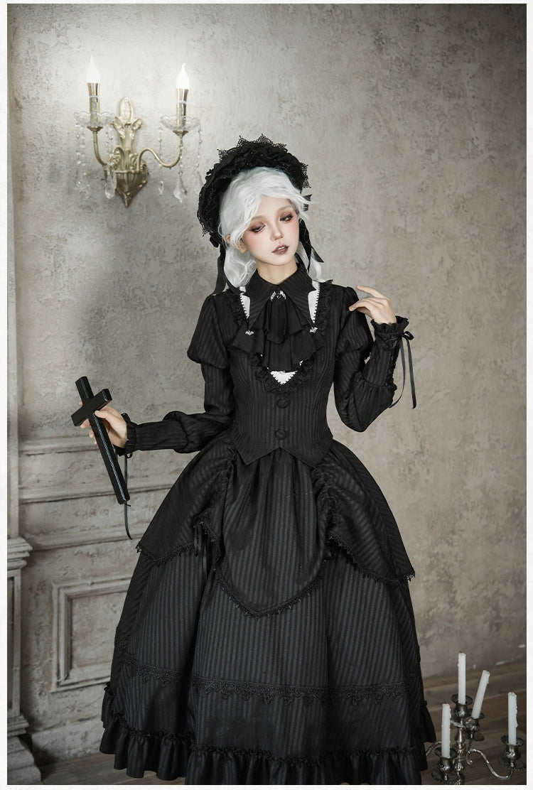 With PUJI - Night Talk - Gothic Lolita Skirt Dress Set, Batwing-shaped Accents 44188:797665
