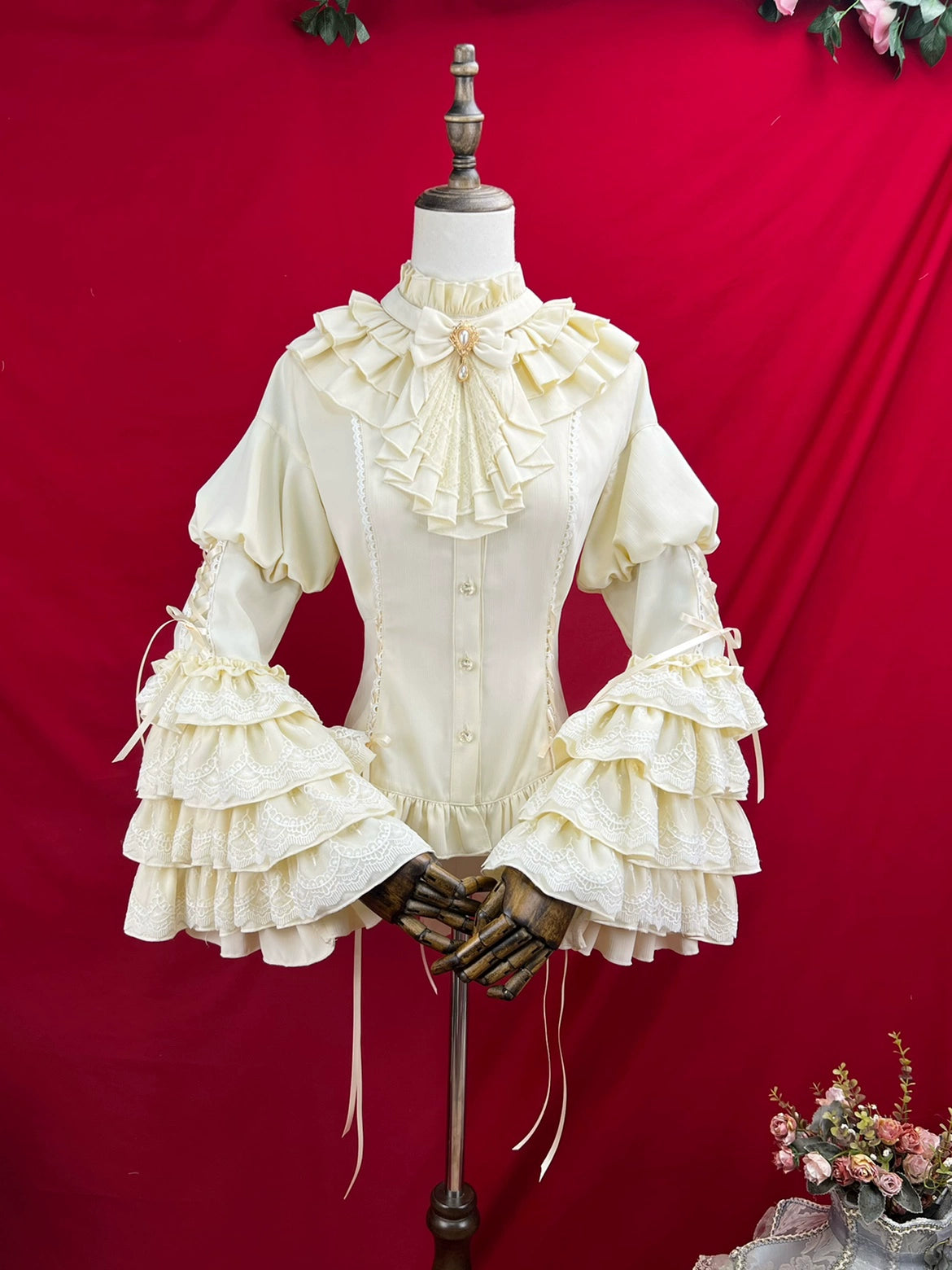 DMFS Lolita - Good and Evil Angel - Gothic Lolita SK Set Retro Princess Sleeve Blouse (2XL L M S XL) 41864:716308