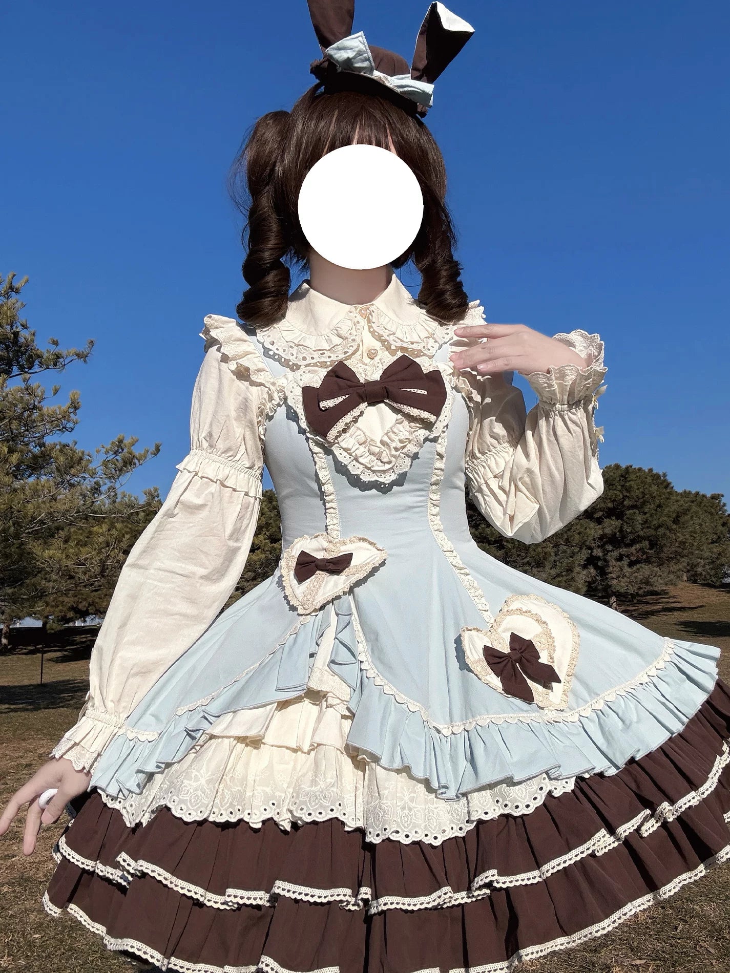 Cream Bud - Tiered Hem Old School Lolita JSK, Side Opening