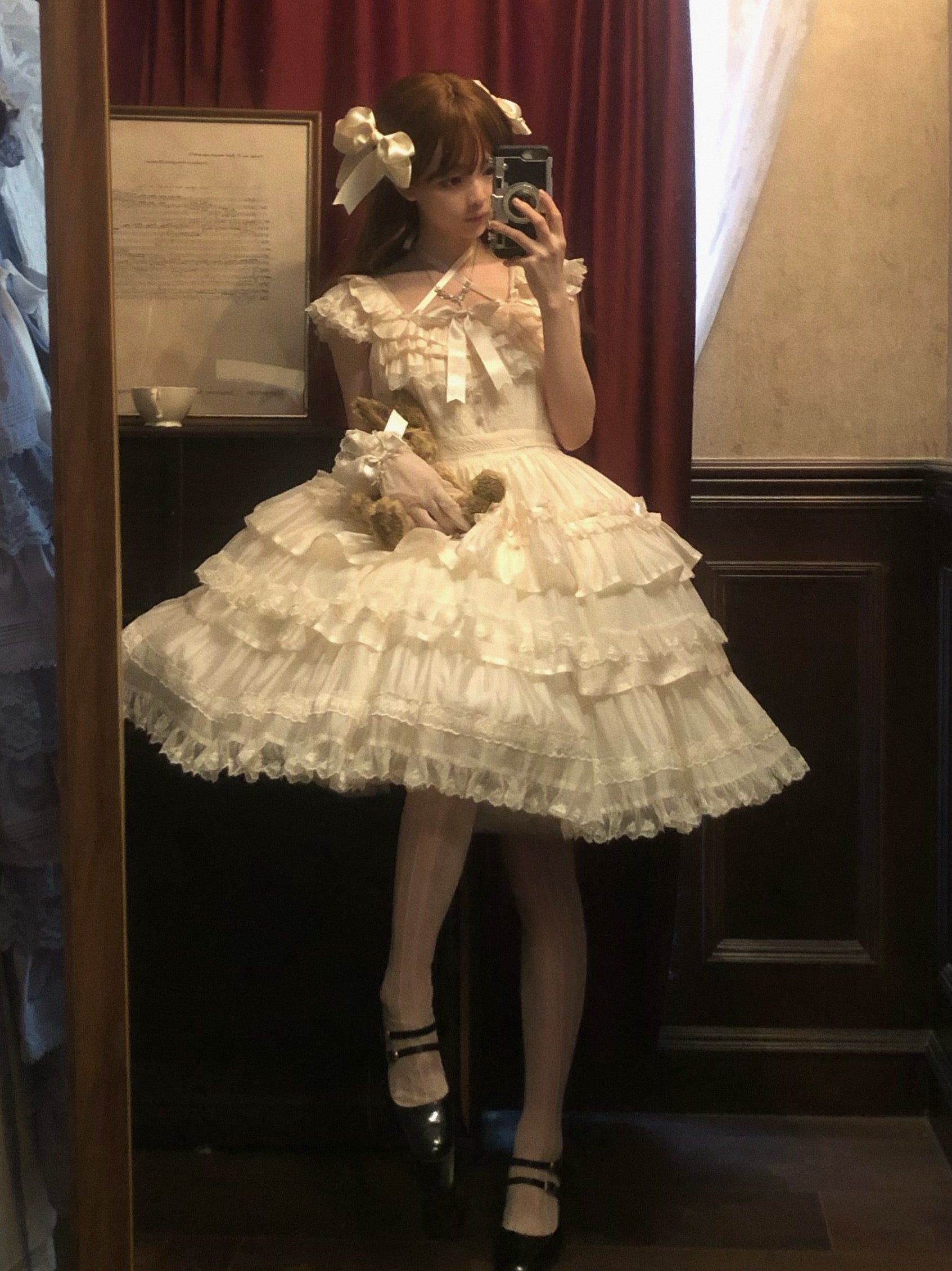 The Seventh Doll - Summer Evening Banquet - Sweet Lolita JSK with Tiered Ruffle Design and Hat 42722:750936