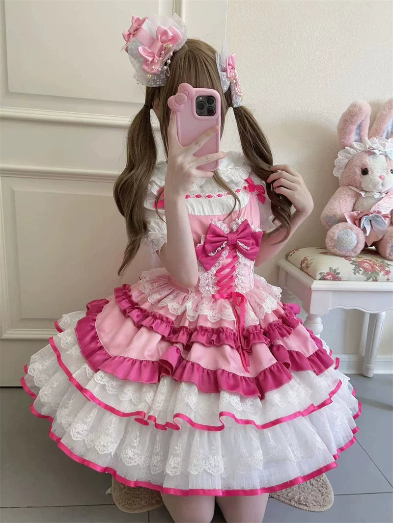 Cotton Sweet Lolita Peter Pan Collar Blouse, Heart Buttons 45814:863070