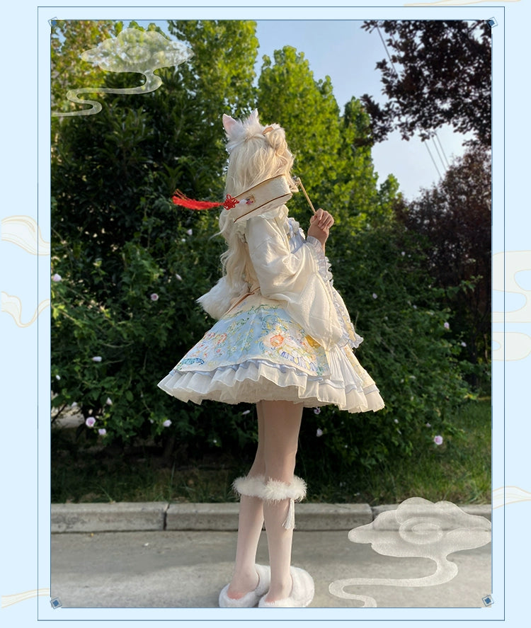 YingLuoFu - Laurel - Kawaii Han Lolita Jumper Dress Rabbit Print