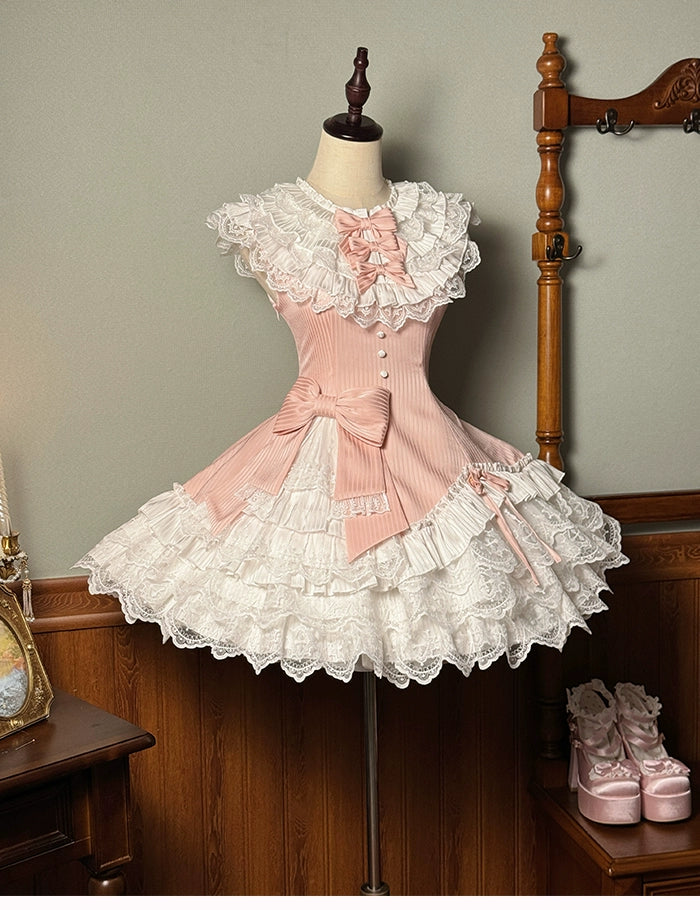 Alice Girl~Arrogant Miss~Sweet Lolita Jumper Dress with Tiered Lace Dress 41484:699490