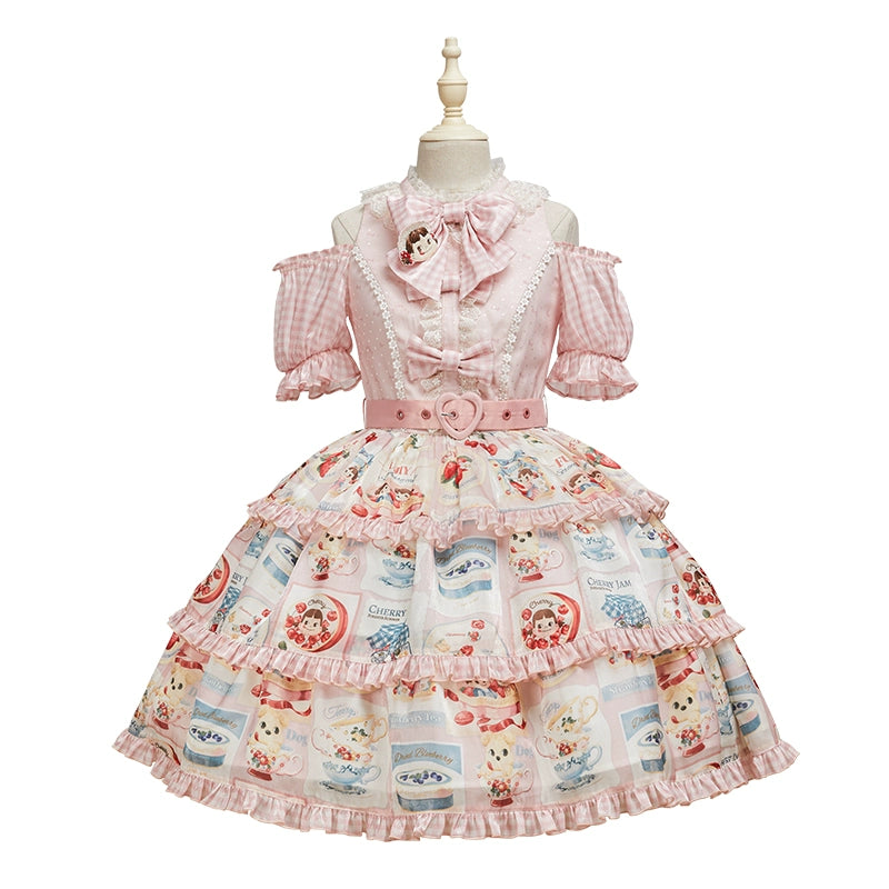 Summer Fairy - IP Collab Kawaii Lolita Dresses OP Home Wear Salopette Cardigan SK XS OP - pink