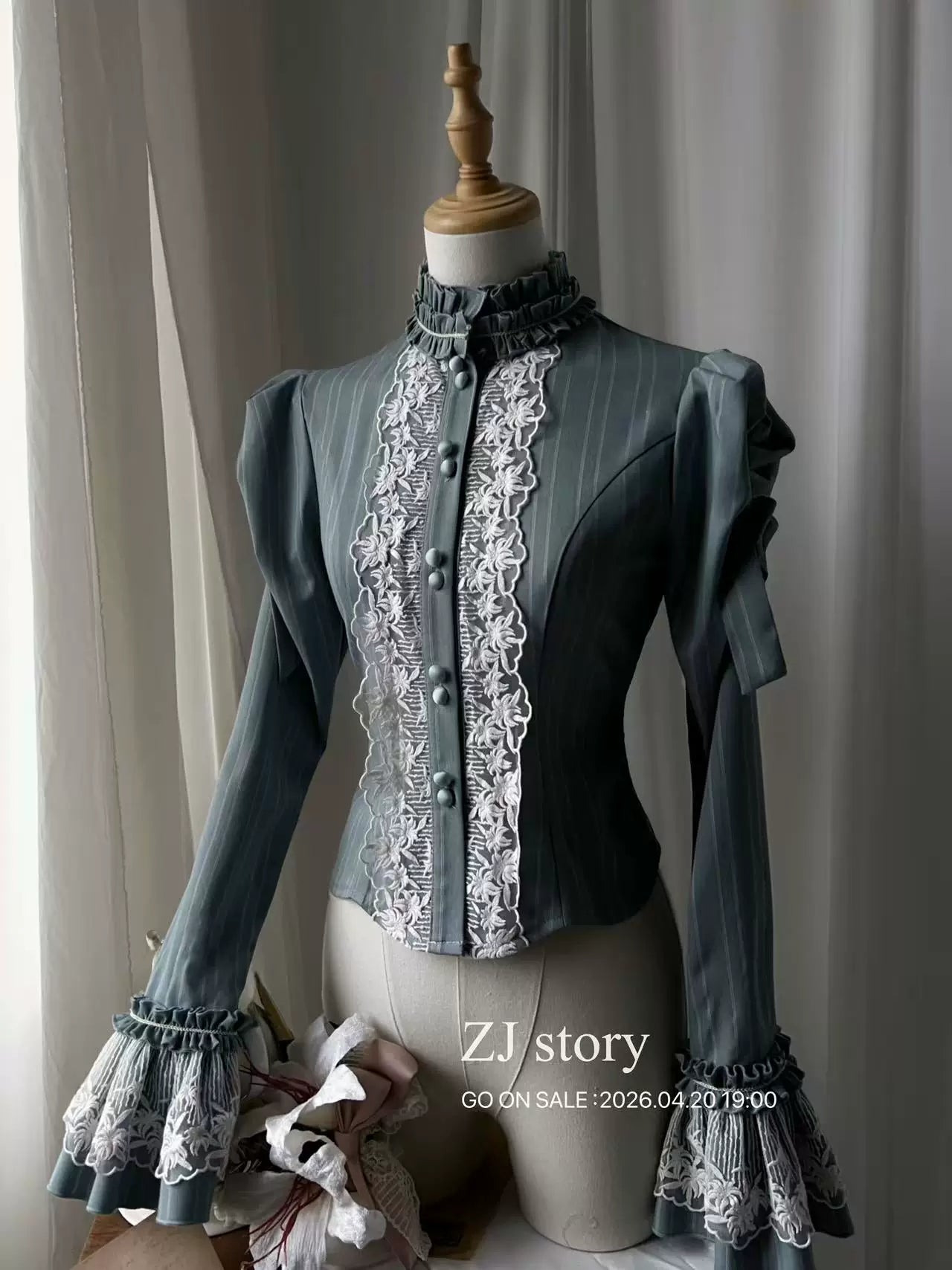 Embroidered Classic Lolita OP Dress, Lace Trim Shirt (L M S XL) 45209:840258