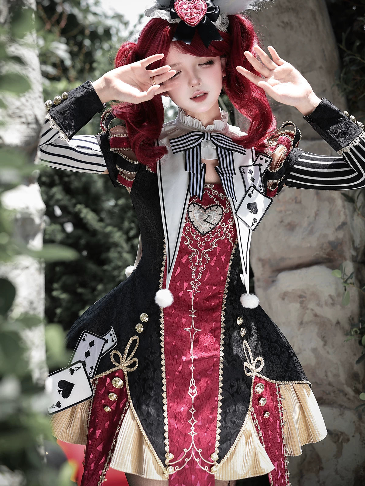 Circus Fantasy Night - Gothic Lolita Jacquard Dress, Pointed Tail Hem 45689:859478
