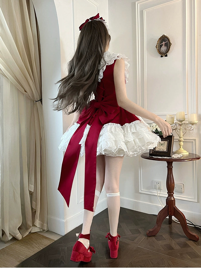 Alice Girl~Arrogant Miss~Sweet Lolita Jumper Dress with Tiered Lace Dress 41484:699390