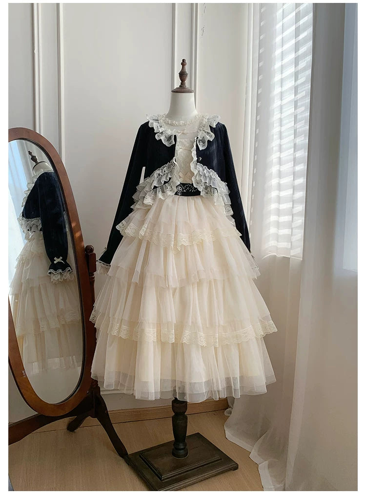 Bloom Period - Elegant Lolita Bolero, Layered Lace Ruffles 44623:817282