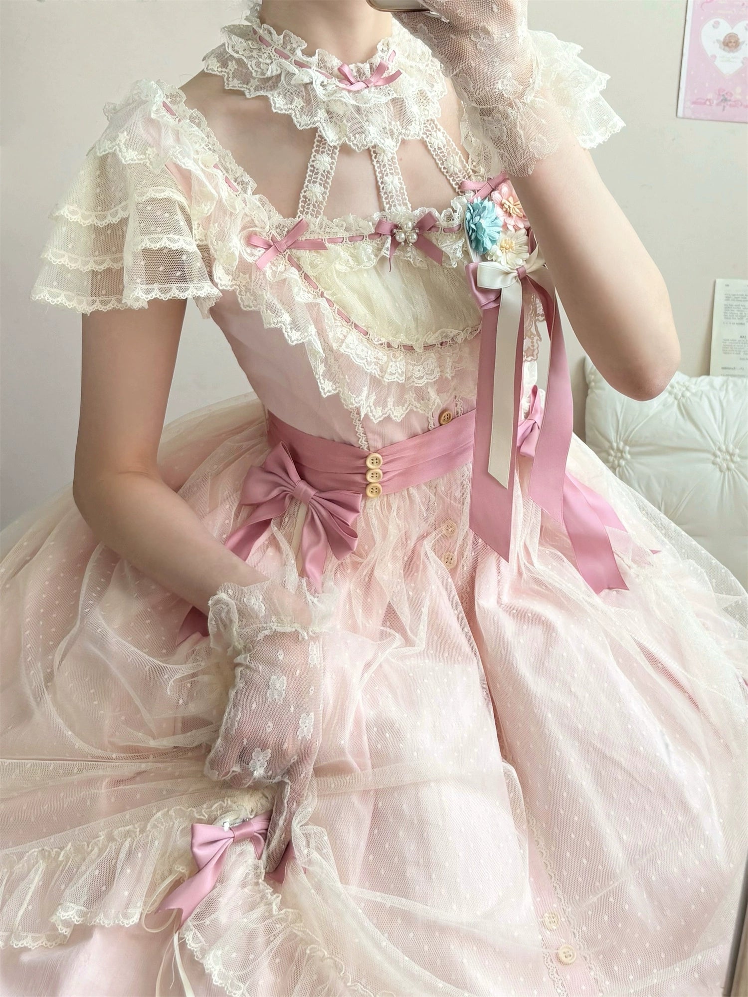 Uncle's Workshop - Fluttering Cherry Spring Strings - Cotton Sweet Lolita JSK Dress 42196:776687