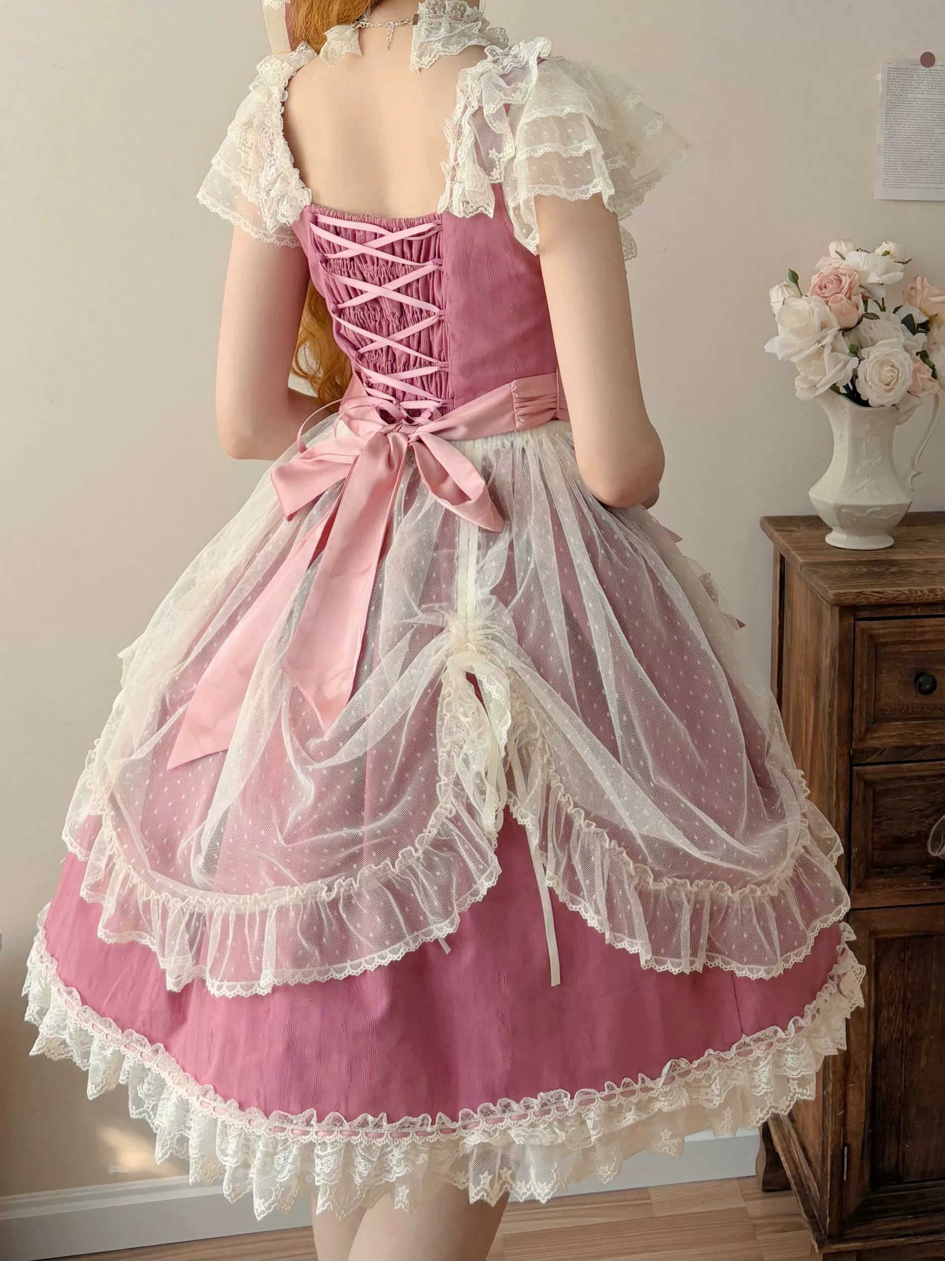 Fluttering Cherry Spring Strings - Cotton Sweet Lolita JSK Dress