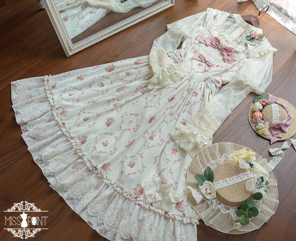 Miss Point~Customized Wood Rose 2.0 Elegant Vintage Jumper Dress 21392:302624