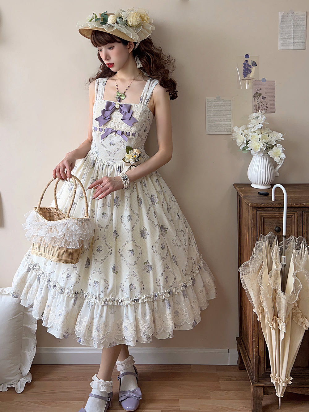 Miss Point~Customized Wood Rose 2.0 Elegant Vintage Jumper Dress 21392:302550