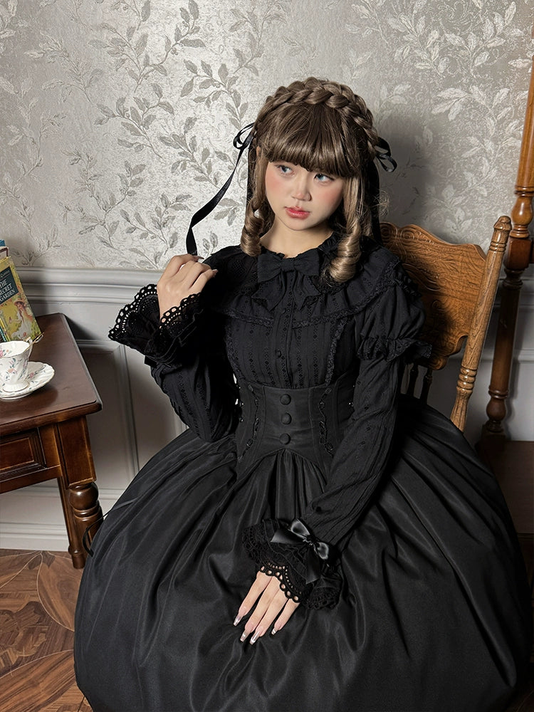 Alice Girl - Sea Salt Fairytale - Sweet Lolita Detachable Sleeves XS Black detachable sleeves only