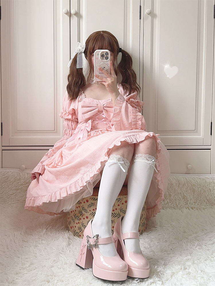 Dreamland~The cycle of all things~Lolita High Platform Shoes with Elegant Butterfly Buckle 42472:743428
