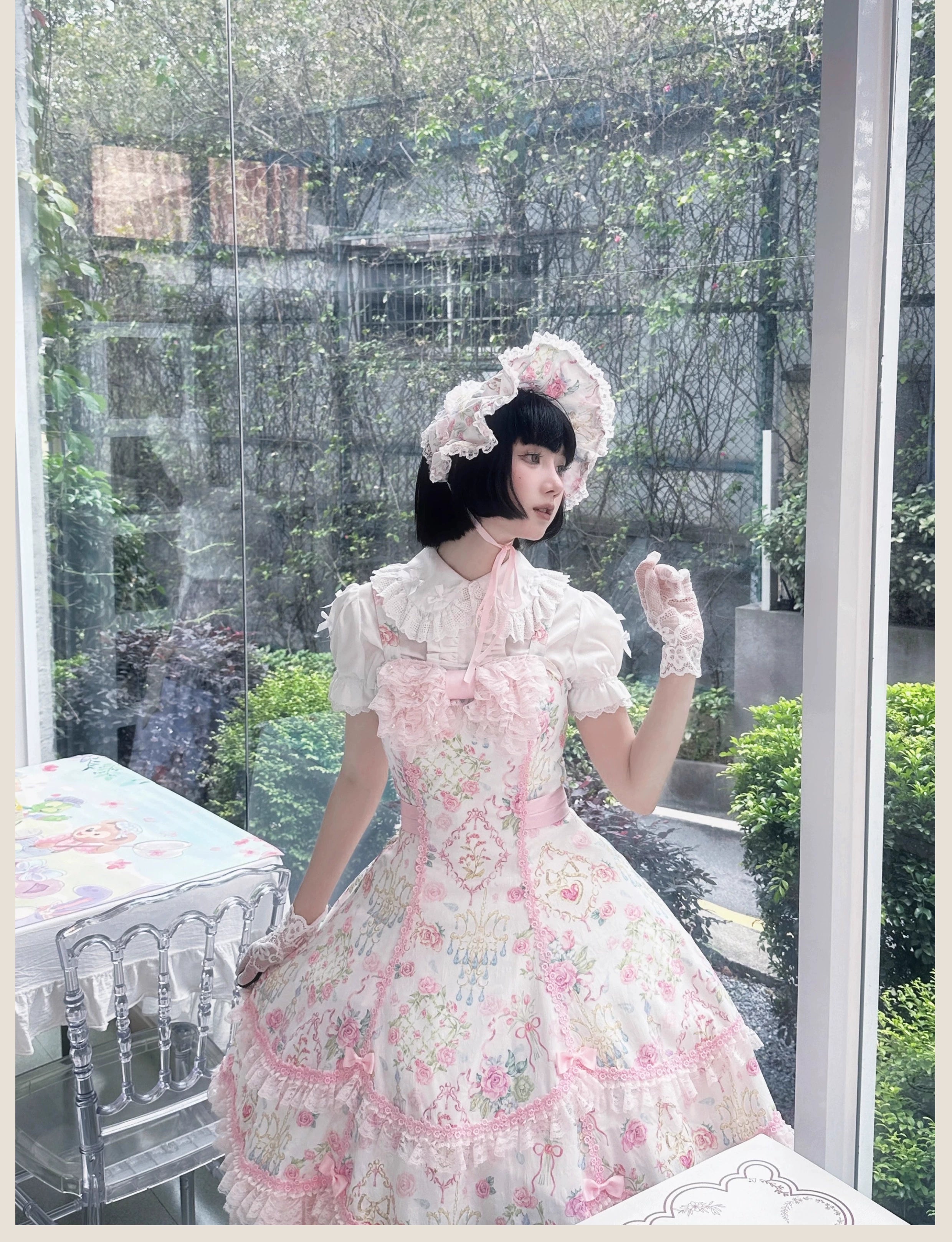 Spring 2025 - Floral Old School Lolita JSK Dress, Lace Trims 42950:758790